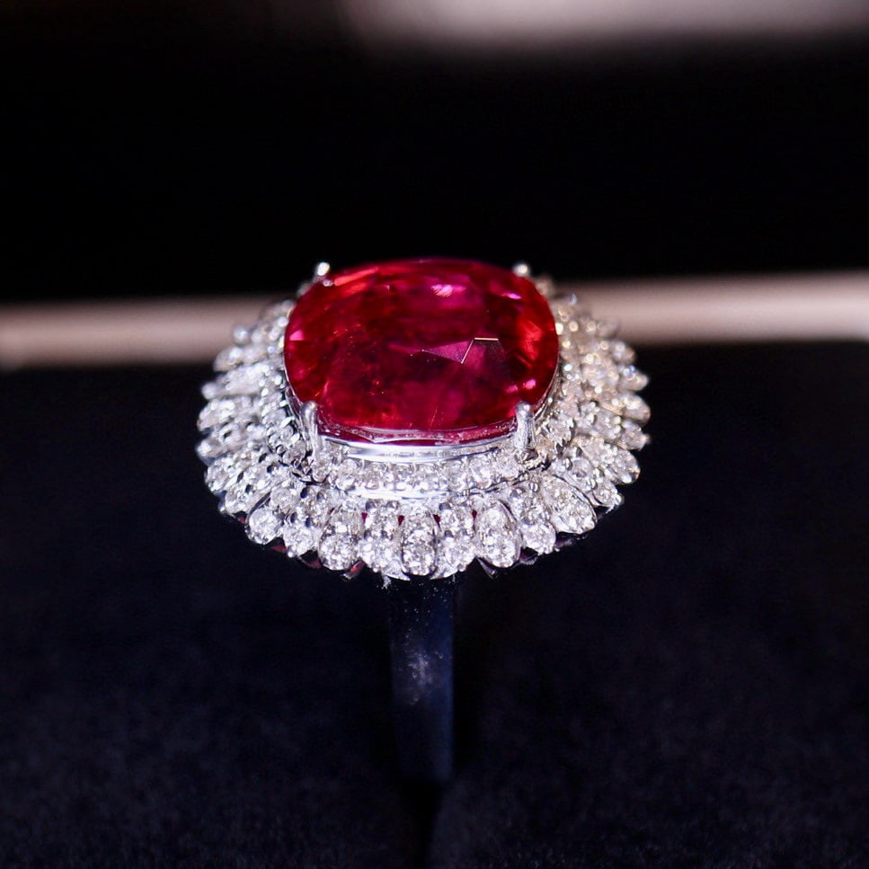 14k Gold 9 Ct Natural Tourmaline & Diamond Ring - 4
