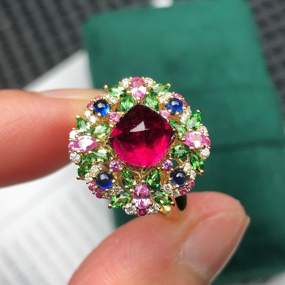 14k Gold 2.48 Ctw Natural Tourmaline & Diamond Ring - 2