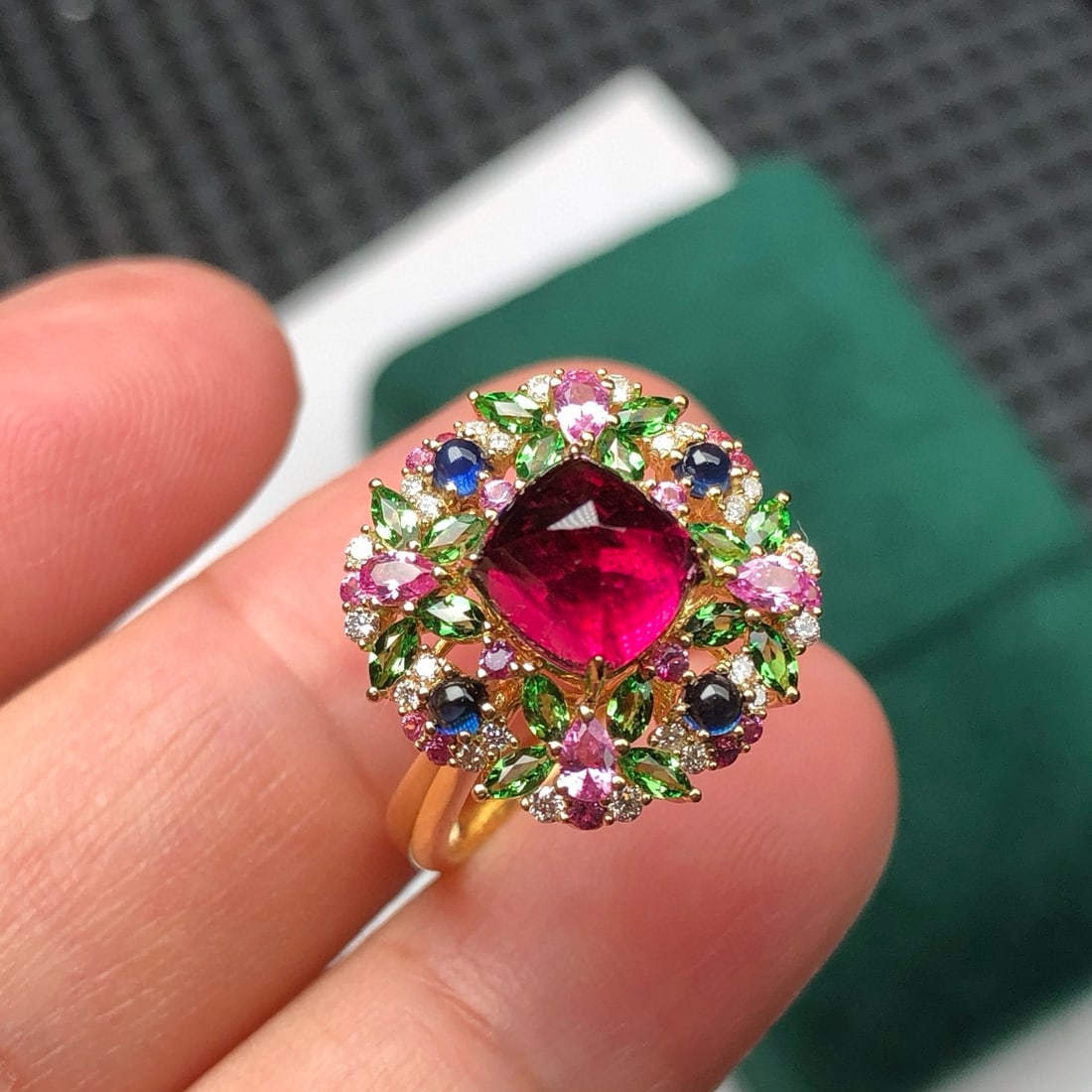 14k Gold 2.48 Ctw Natural Tourmaline & Diamond Ring - 3