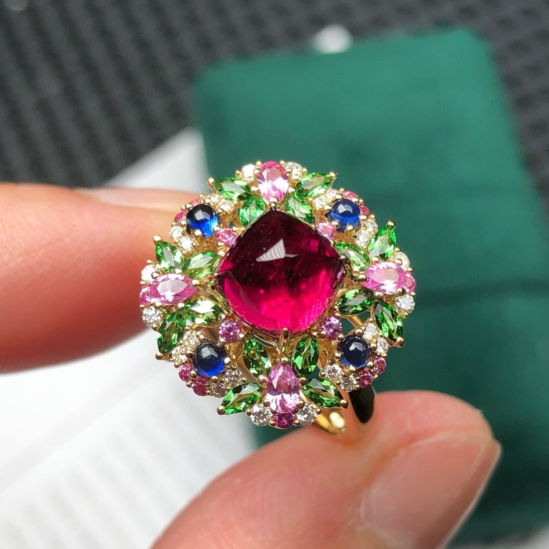 14k Gold 2.48 Ctw Natural Tourmaline & Diamond Ring - 4