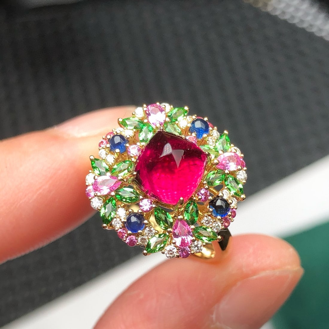 14k Gold 2.48 Ctw Natural Tourmaline & Diamond Ring - 5