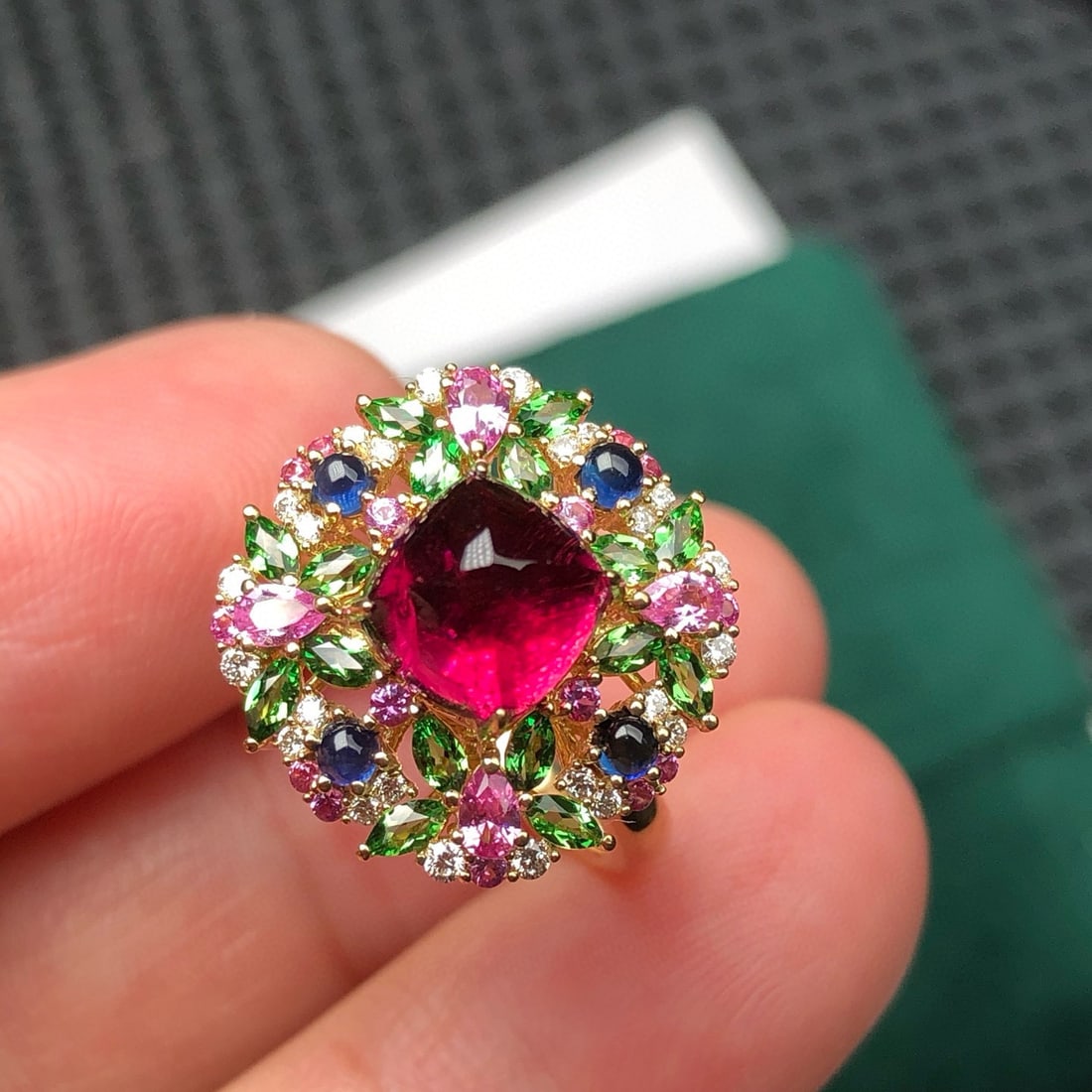 14k Gold 2.48 Ctw Natural Tourmaline & Diamond Ring - 6