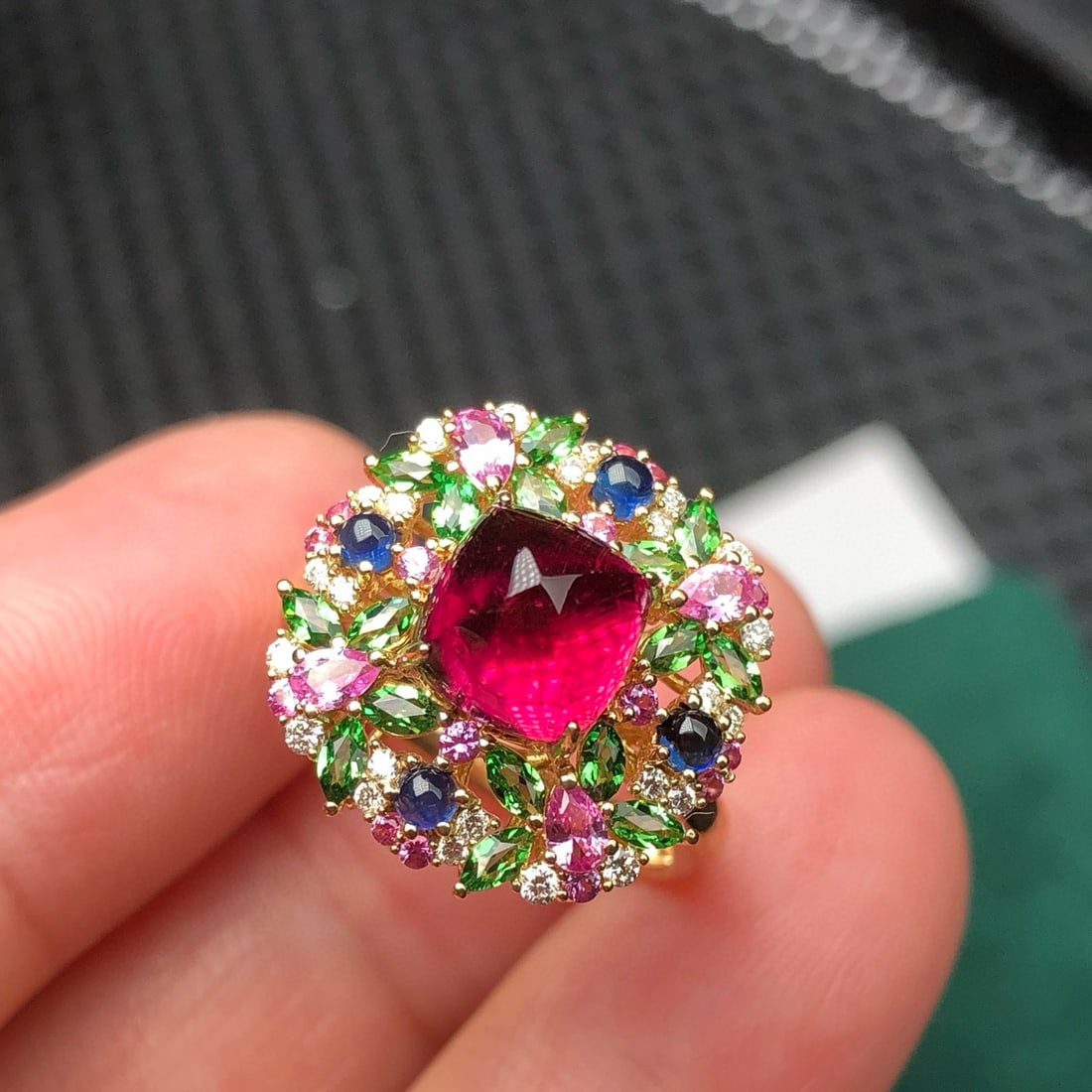 14k Gold 2.48 Ctw Natural Tourmaline & Diamond Ring - 7