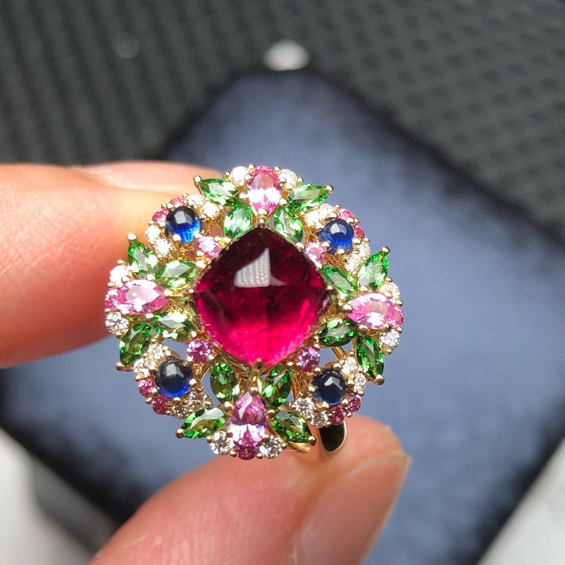 14k Gold 2.48 Ctw Natural Tourmaline & Diamond Ring - 8