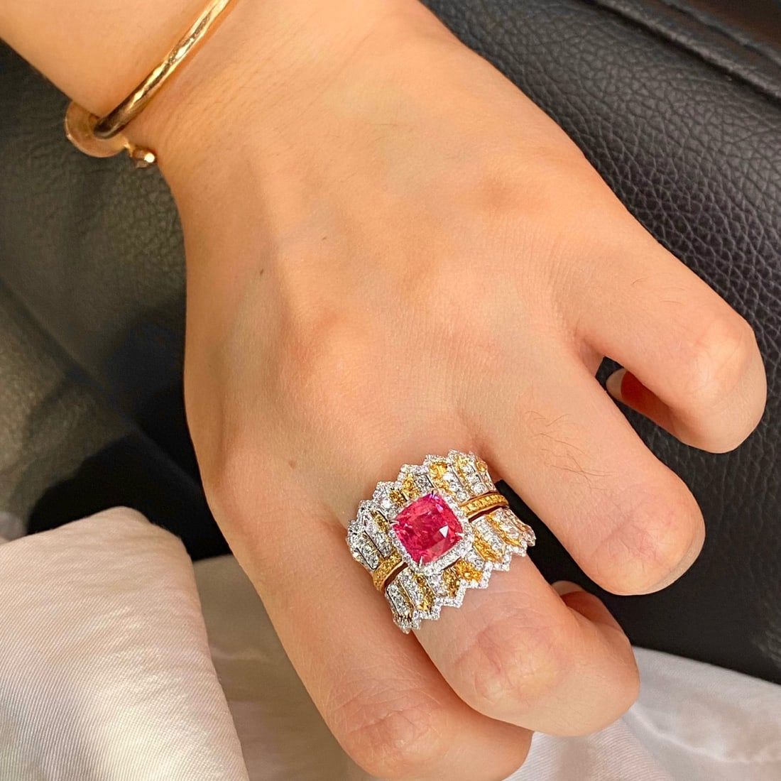 14k Gold 3.5 Ctw Natural Spinel & Diamond Ring - 5