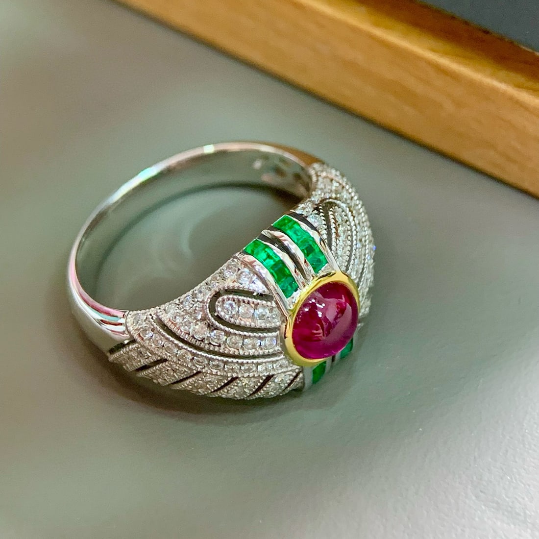 14k Gold 1.56 Ctw Natural Ruby & Diamond Ring - 2