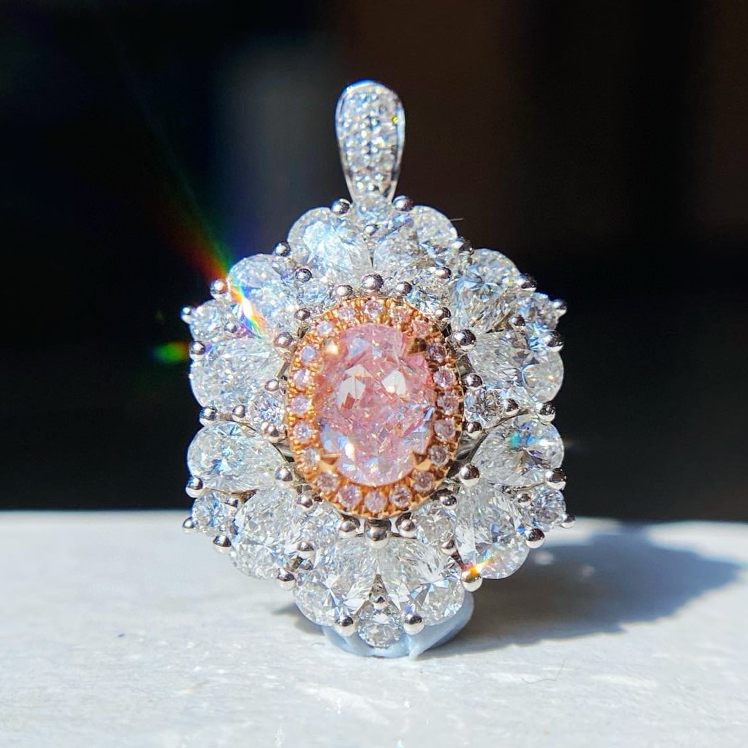 Gia Certified 14k Gold 2.04 Ctw Natural Pink Diamond & Diamond Ring/pendant( Without Chain ) - 3