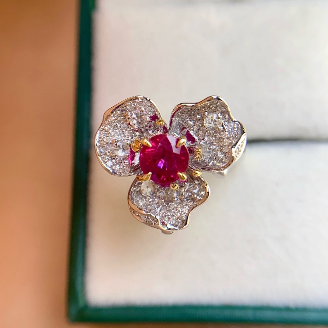14k Gold 1.25 Ct Natural Ruby & Diamond & Sapphire Ring/pendant( Without Chain ) - 2