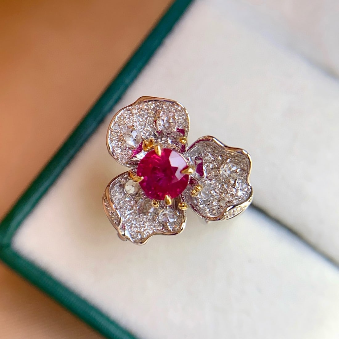 14k Gold 1.25 Ct Natural Ruby & Diamond & Sapphire Ring/pendant( Without Chain ) - 3