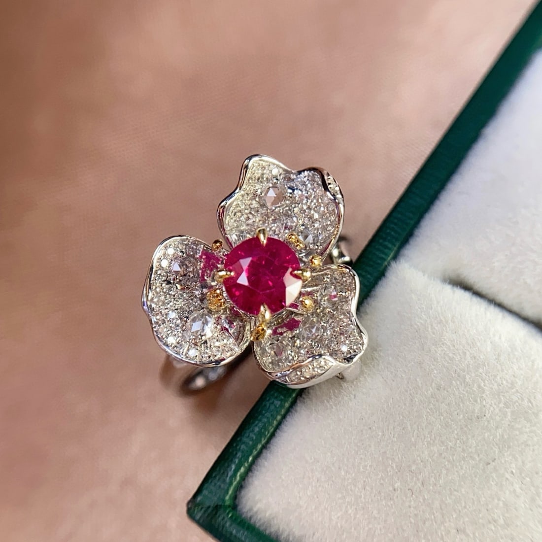 14k Gold 1.25 Ct Natural Ruby & Diamond & Sapphire Ring/pendant( Without Chain ) - 4