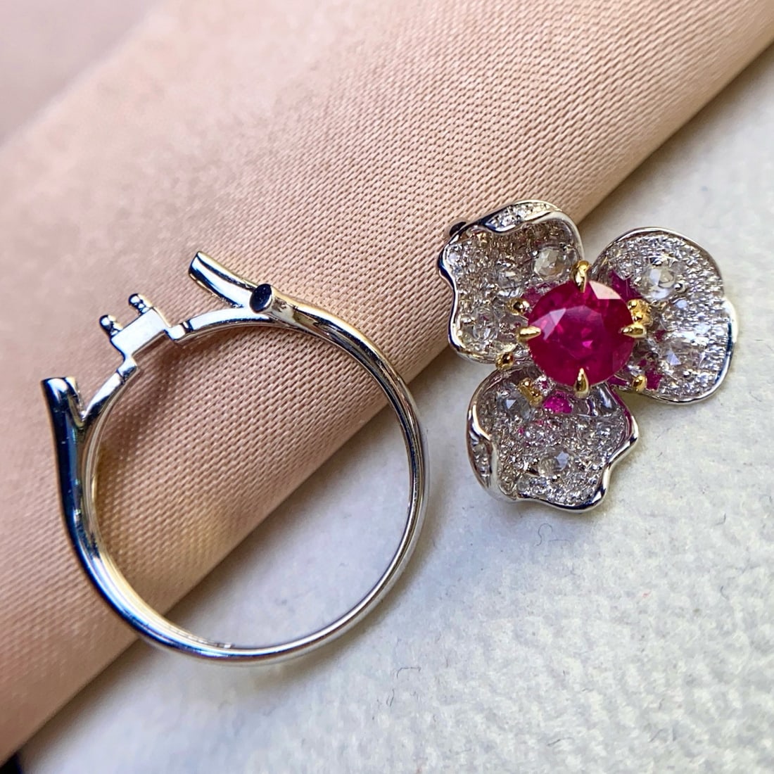 14k Gold 1.25 Ct Natural Ruby & Diamond & Sapphire Ring/pendant( Without Chain ) - 6