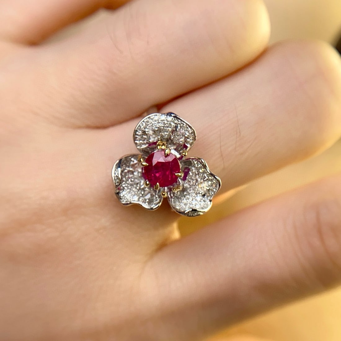 14k Gold 1.25 Ct Natural Ruby & Diamond & Sapphire Ring/pendant( Without Chain ) - 8