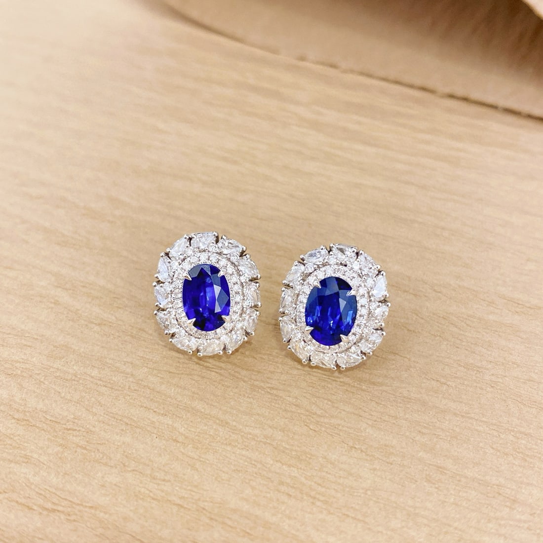 14k Gold 3.56 Ctw Natural Sapphire & Diamond Earrings - 3
