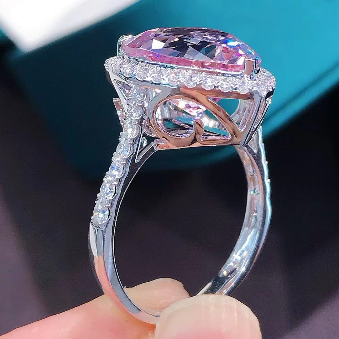 14k Gold 6.26 Ctw Natural Morganite & Diamond Ring - 2
