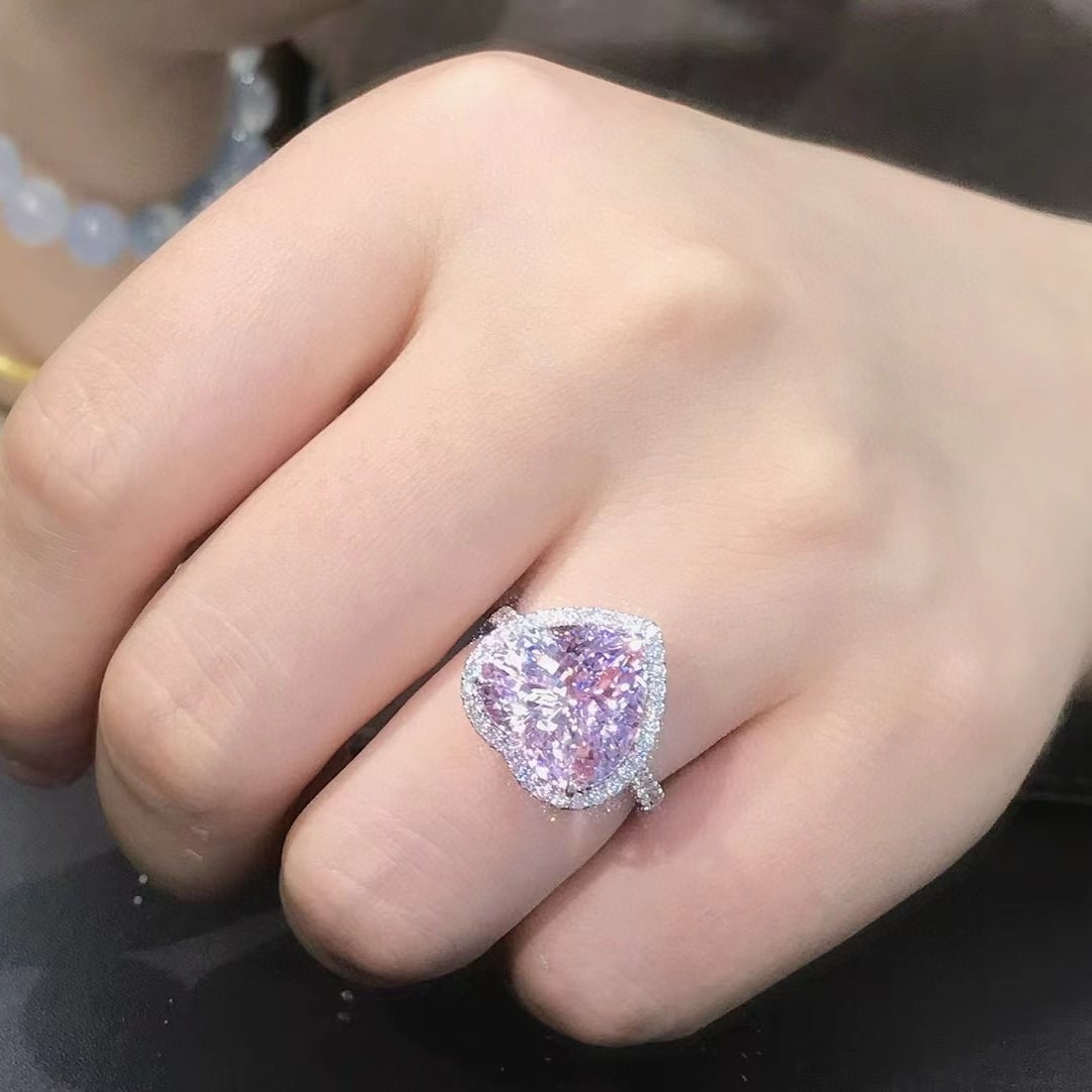 14k Gold 6.26 Ctw Natural Morganite & Diamond Ring - 3