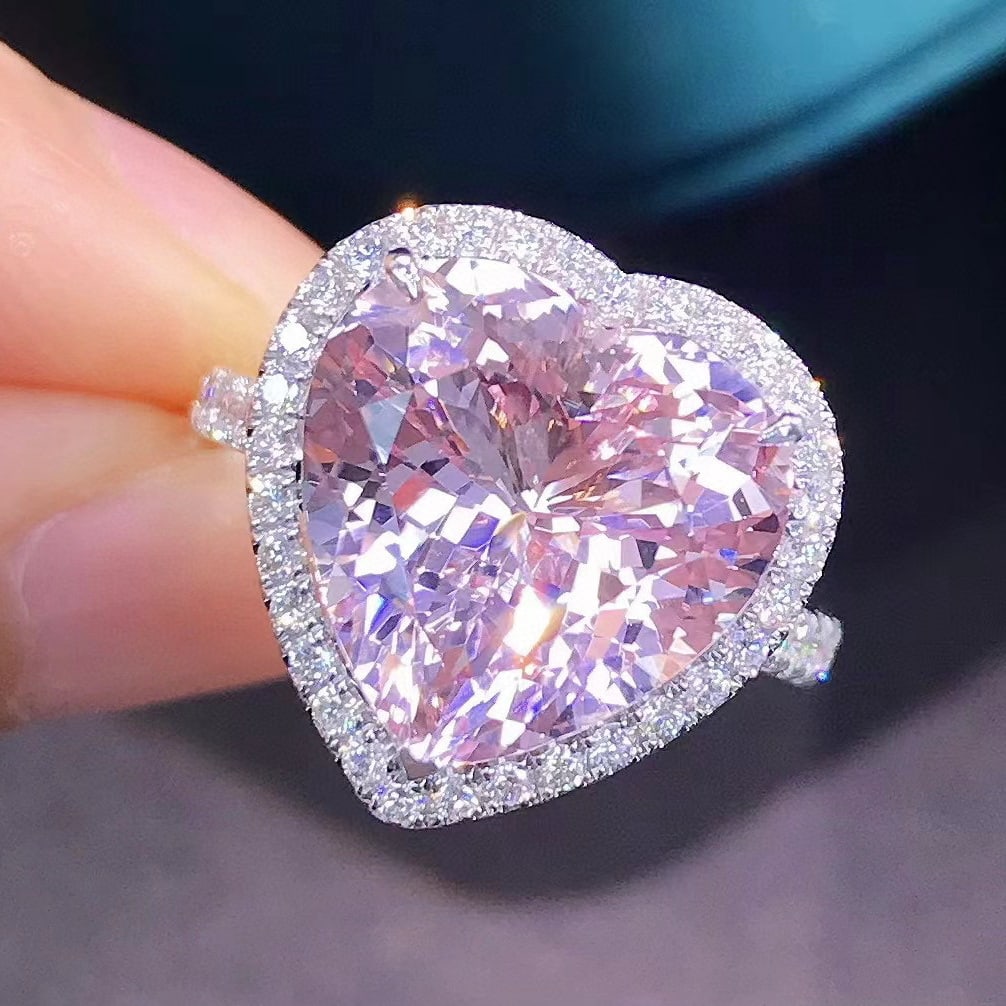 14k Gold 6.26 Ctw Natural Morganite & Diamond Ring - 4