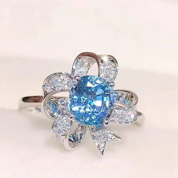 14k Gold 1.49 Ctw Natural Aquamarine & Diamond Ring - 3