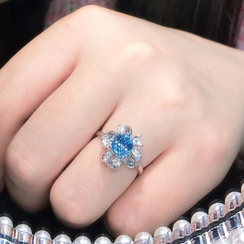 14k Gold 1.49 Ctw Natural Aquamarine & Diamond Ring - 4