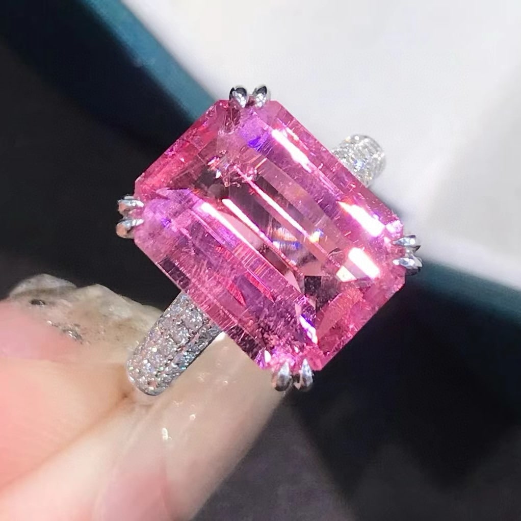 14k Gold 6.74 Ctw Natural Tourmaline & Diamond Ring - 3