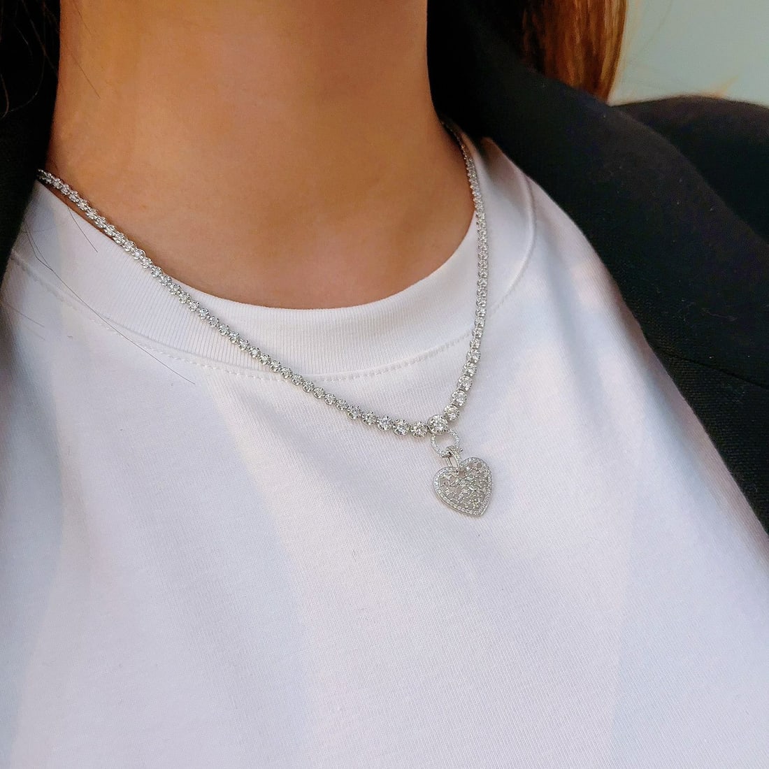 14k Gold 3.06 Ctw Natural H Diamond Necklace - 8