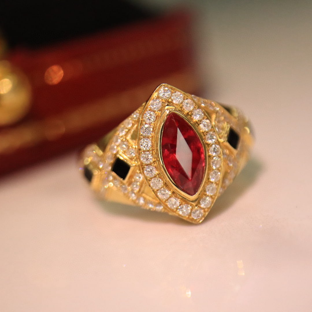 14k Gold 1.41 Ctw Vivid Red Natural Ruby & Diamond Ring - 2