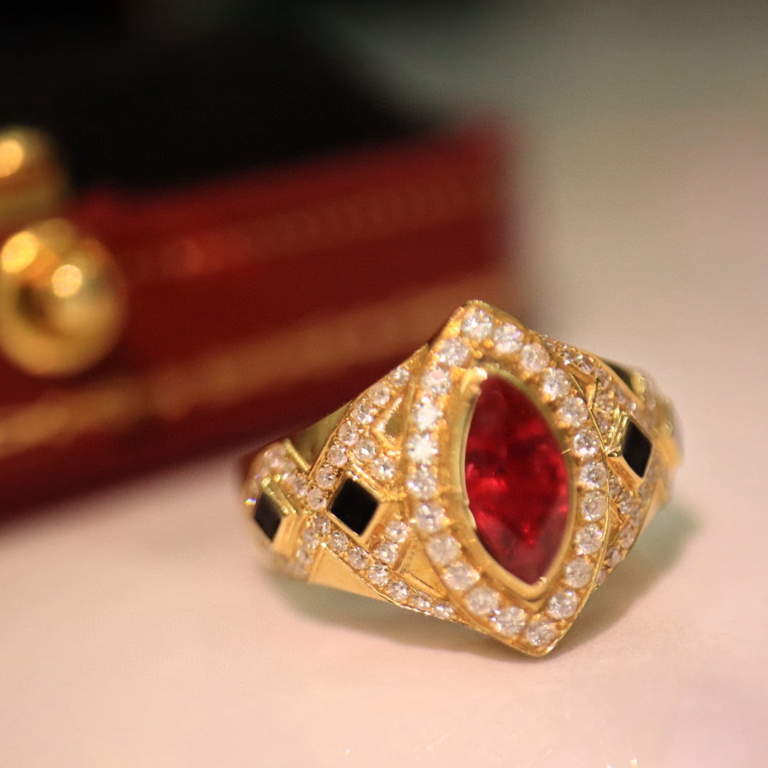 14k Gold 1.41 Ctw Vivid Red Natural Ruby & Diamond Ring - 4