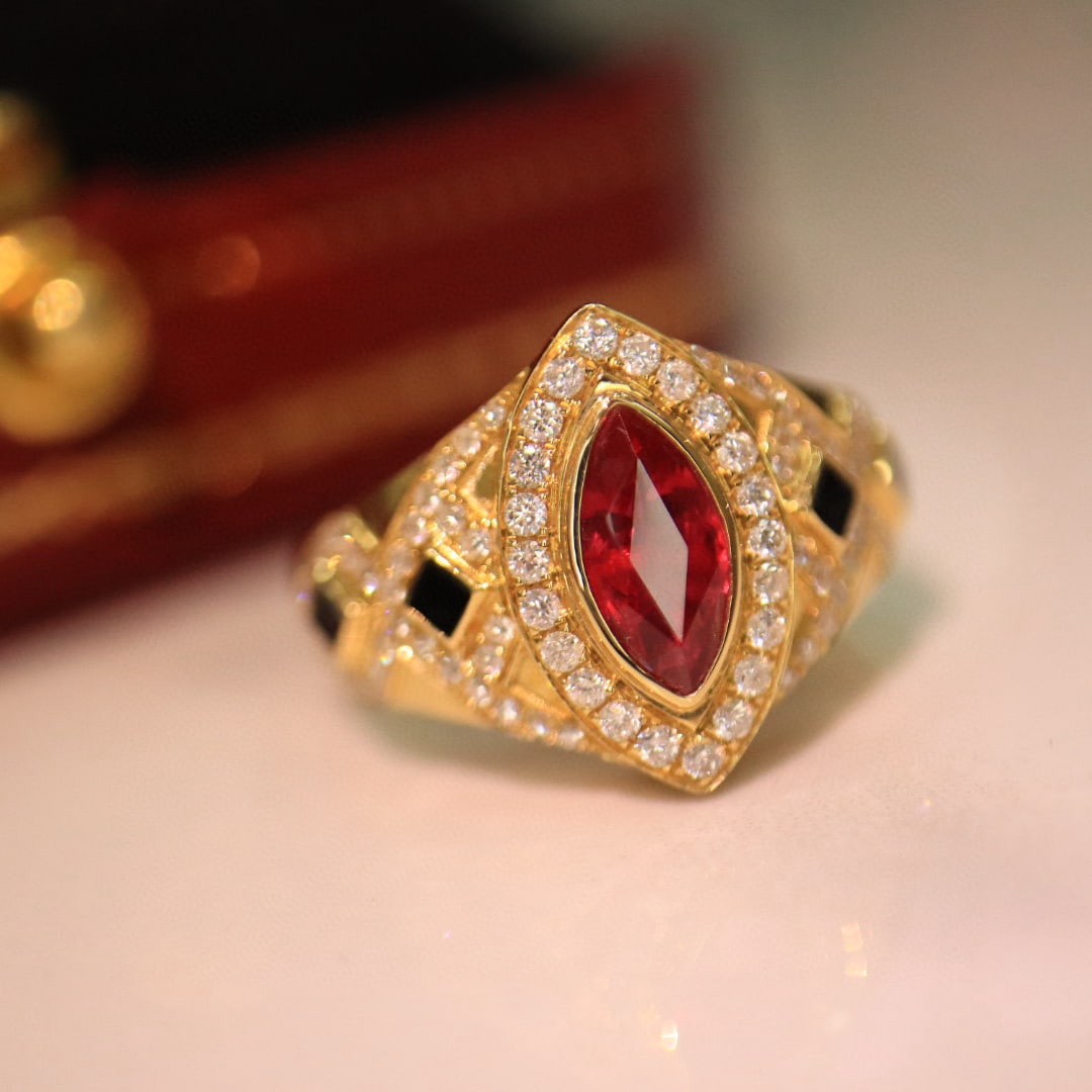 14k Gold 1.41 Ctw Vivid Red Natural Ruby & Diamond Ring - 5