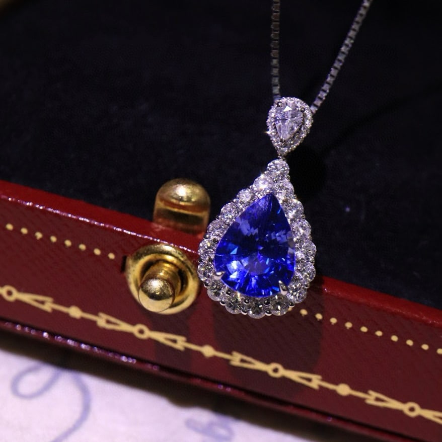 14k Gold 2.51 Ctw Natural Sapphire & Diamond Pendant( Without Chain ) - 2
