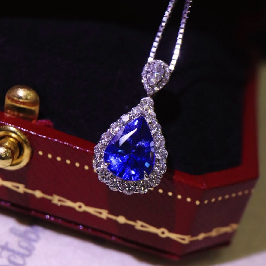 14k Gold 2.51 Ctw Natural Sapphire & Diamond Pendant( Without Chain ) - 4