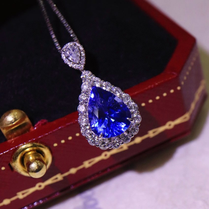 14k Gold 2.51 Ctw Natural Sapphire & Diamond Pendant( Without Chain ) - 5