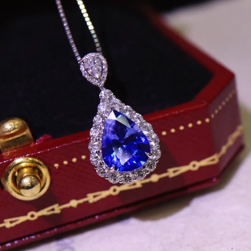 14k Gold 2.51 Ctw Natural Sapphire & Diamond Pendant( Without Chain ) - 6