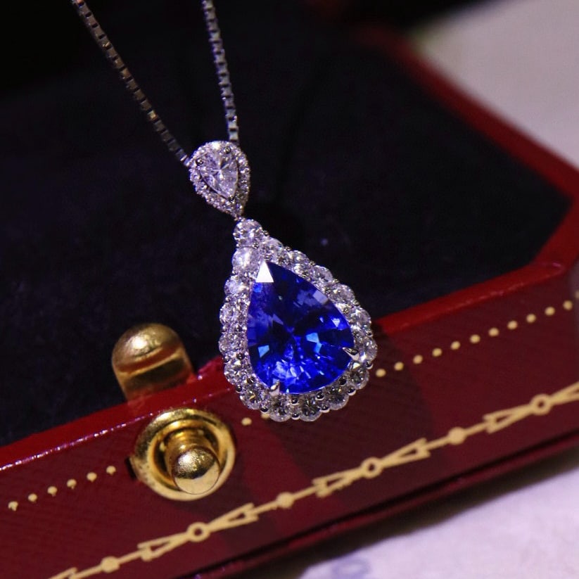 14k Gold 2.51 Ctw Natural Sapphire & Diamond Pendant( Without Chain ) - 7