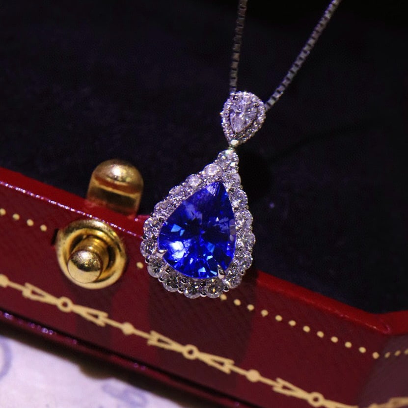 14k Gold 2.51 Ctw Natural Sapphire & Diamond Pendant( Without Chain ) - 8