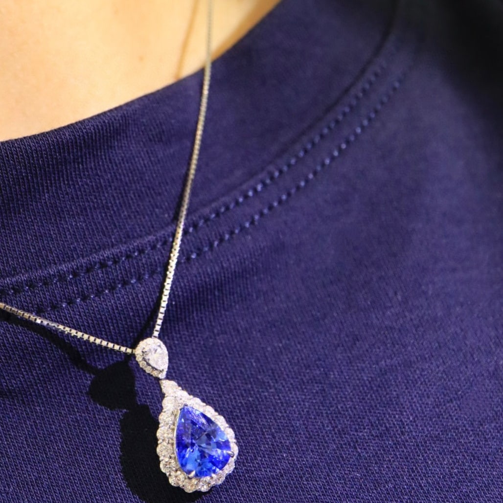 14k Gold 2.51 Ctw Natural Sapphire & Diamond Pendant( Without Chain ) - 9