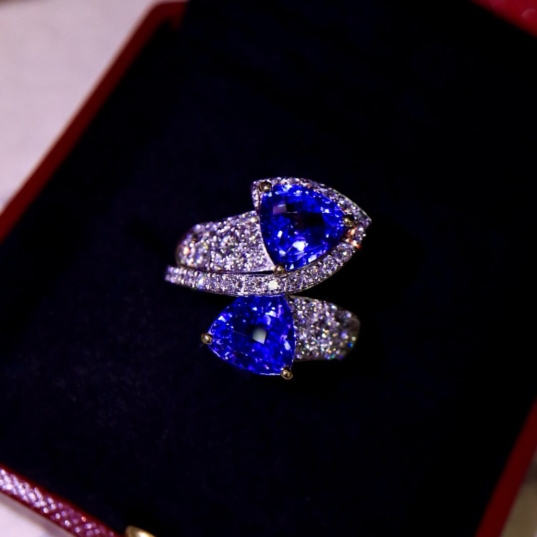 14k Gold 5.92 Ctw Natural Tanzanite & Diamond Ring - 5