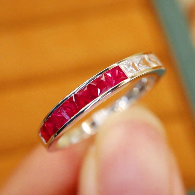14k Gold 0.89 Ctw Natural Ruby & Sapphire Ring - 2