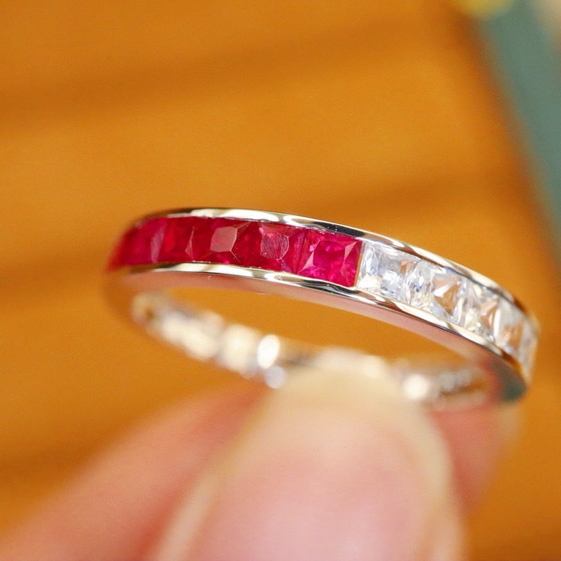 14k Gold 0.89 Ctw Natural Ruby & Sapphire Ring - 3