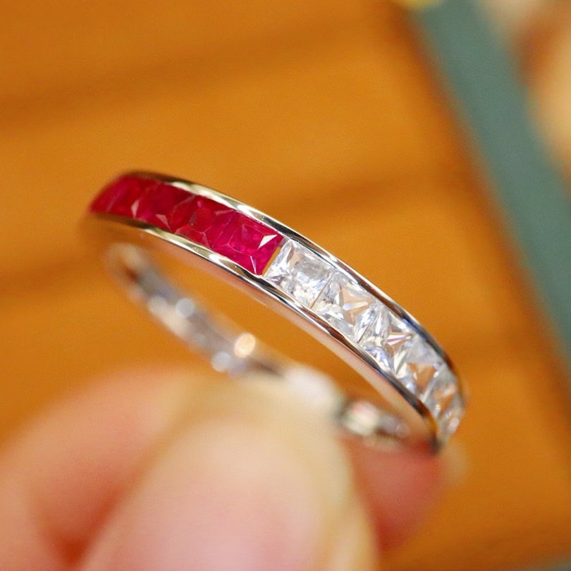 14k Gold 0.89 Ctw Natural Ruby & Sapphire Ring - 4