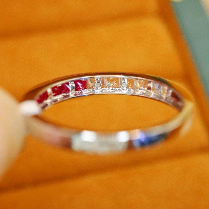 14k Gold 0.89 Ctw Natural Ruby & Sapphire Ring - 5
