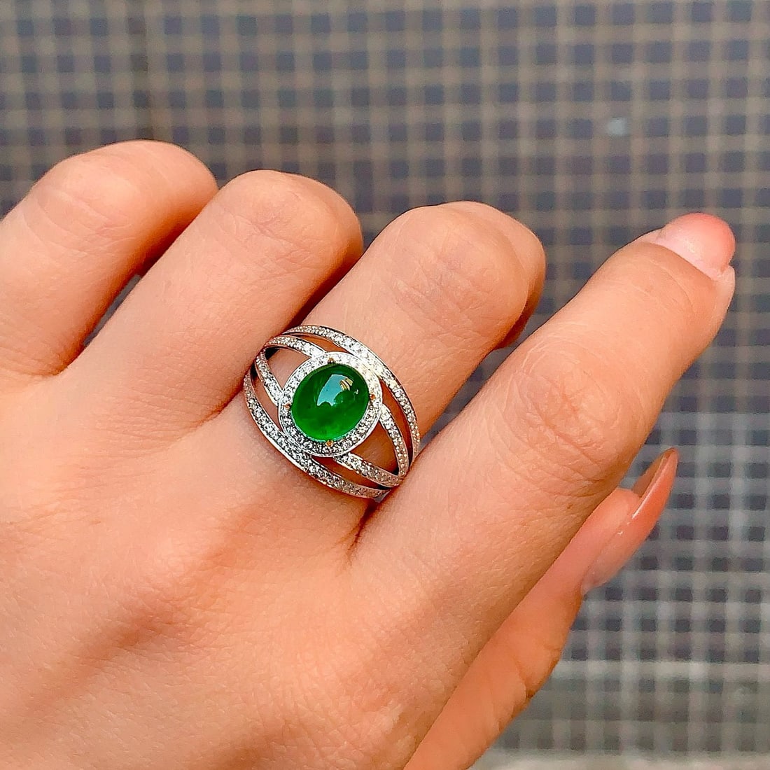 14k Gold 3.26 Ctw Vivid Green Natural Emerald & Diamond Ring - 5