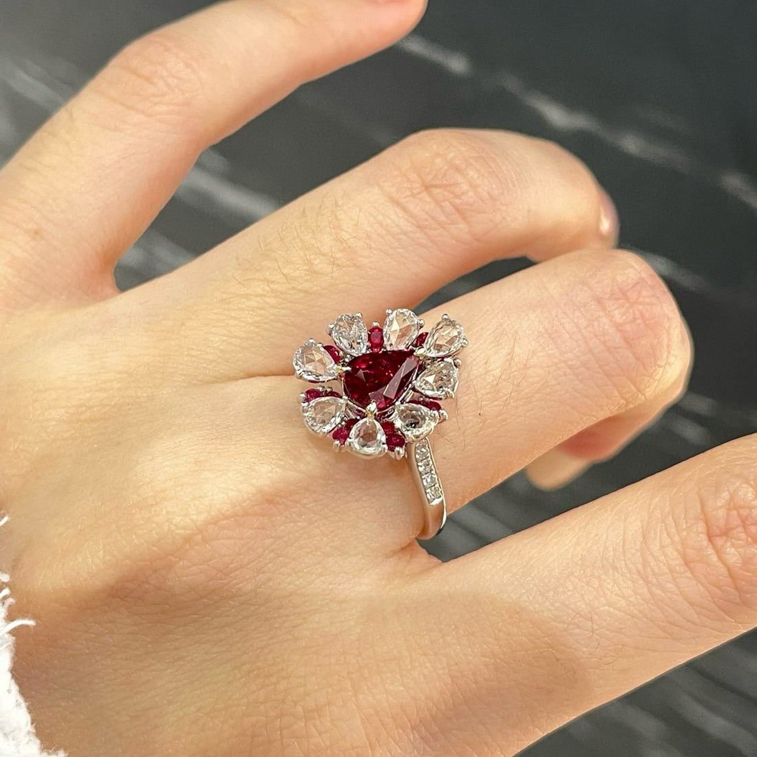 14k Gold 1.02 Ct Natural Ruby & Diamond & Sapphire & Ruby Ring - 3