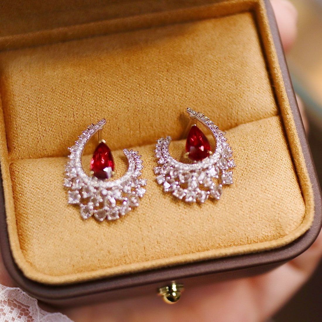 14k Gold 2.68 Ctw Natural Ruby & Diamond Earrings - 2