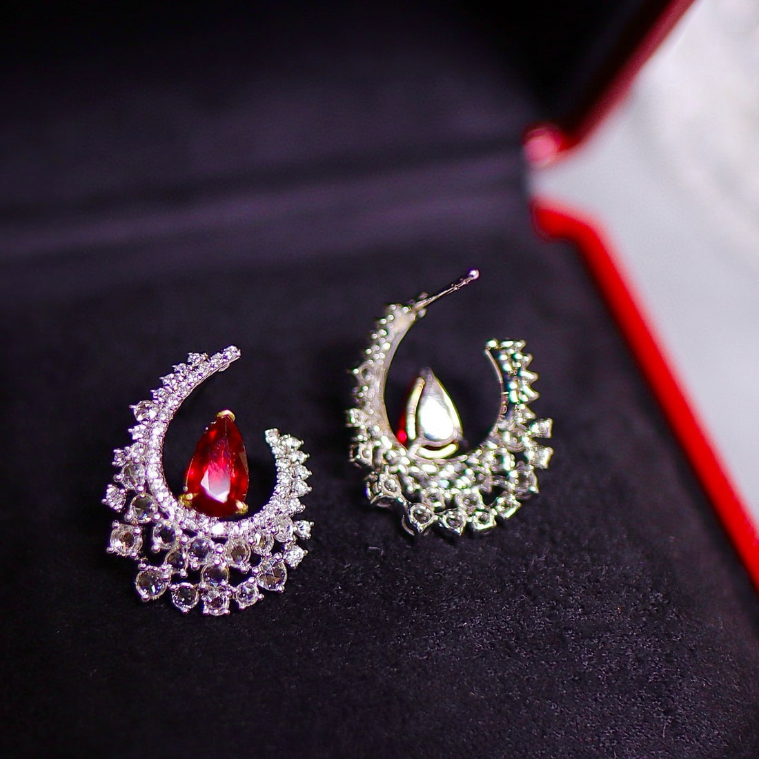 14k Gold 2.68 Ctw Natural Ruby & Diamond Earrings - 3
