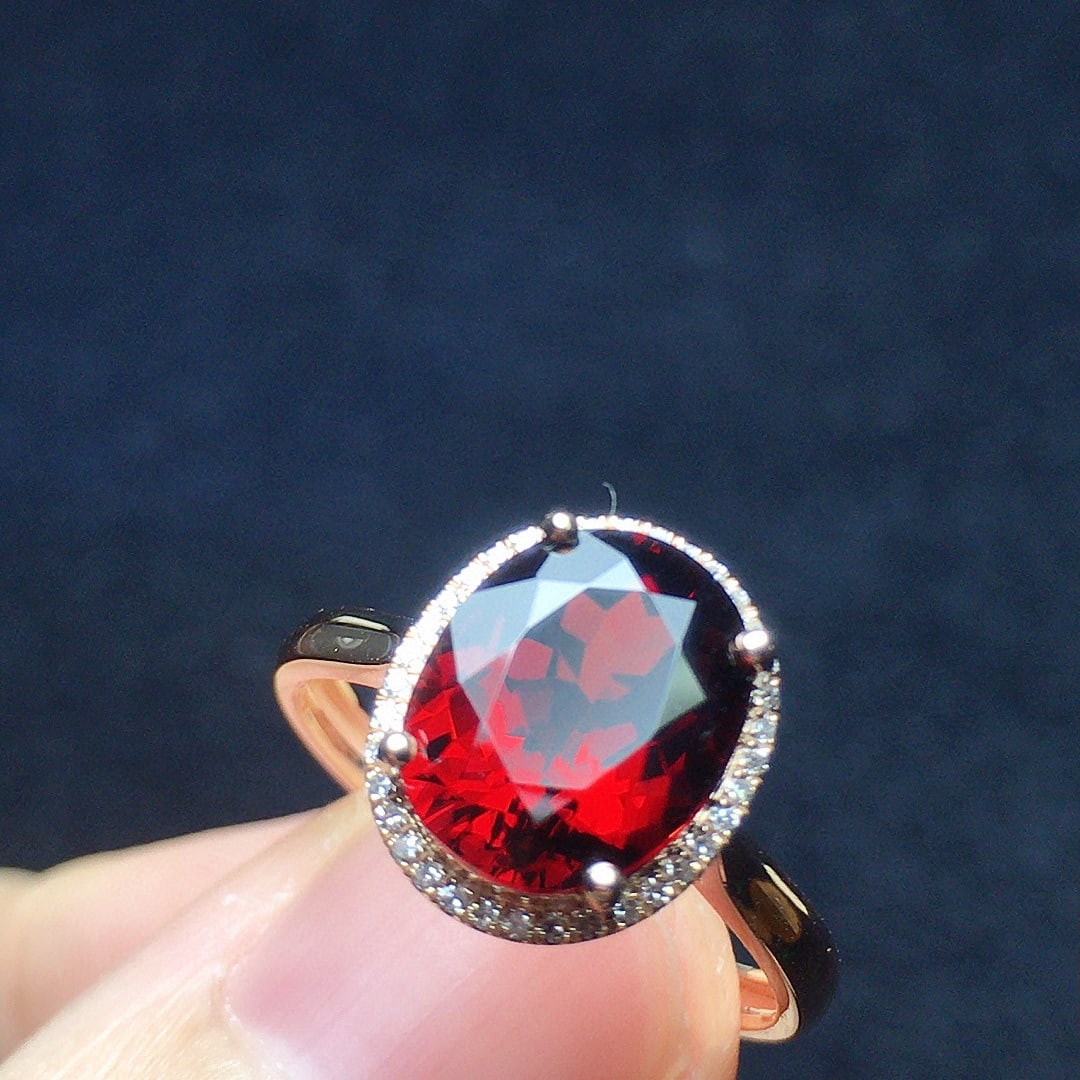 14k Gold 3.29 Ct Natural Garnet & Diamond Ring - 2