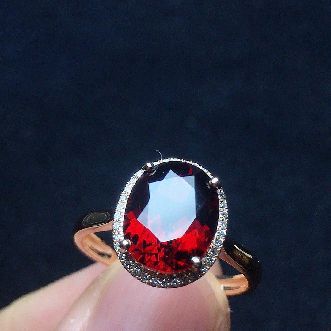 14k Gold 3.29 Ct Natural Garnet & Diamond Ring - 3