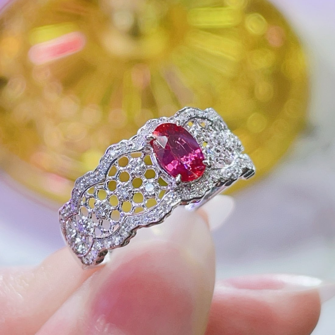 14k Gold 0.62 Ct Natural Ruby & Diamond Ring - 2