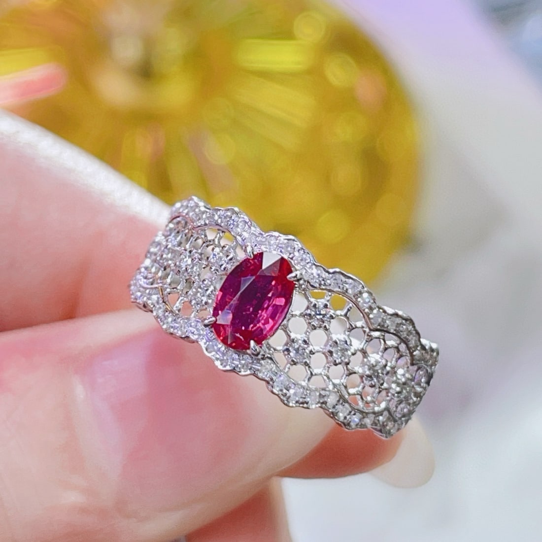 14k Gold 0.62 Ct Natural Ruby & Diamond Ring - 3