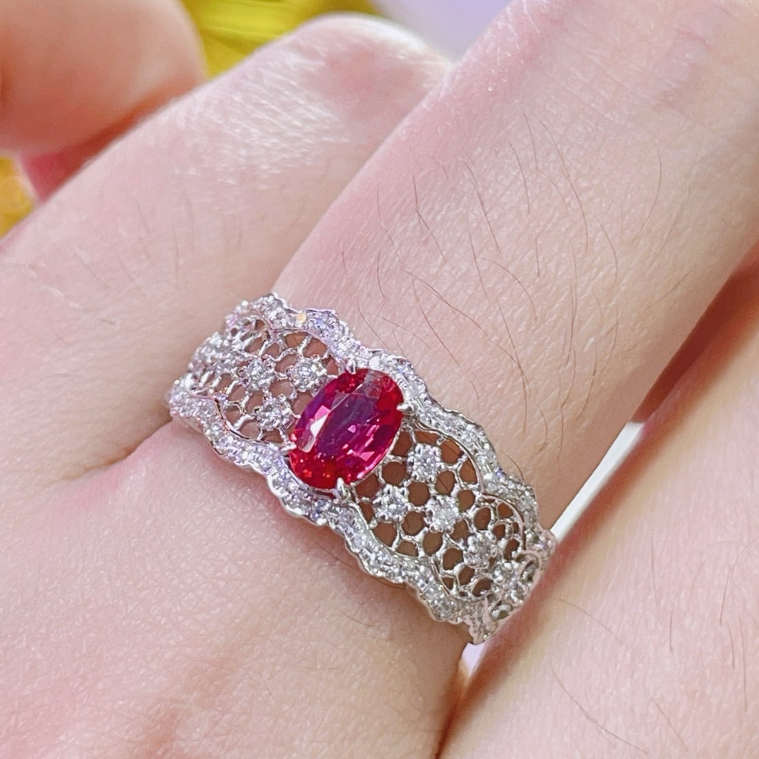 14k Gold 0.62 Ct Natural Ruby & Diamond Ring - 5