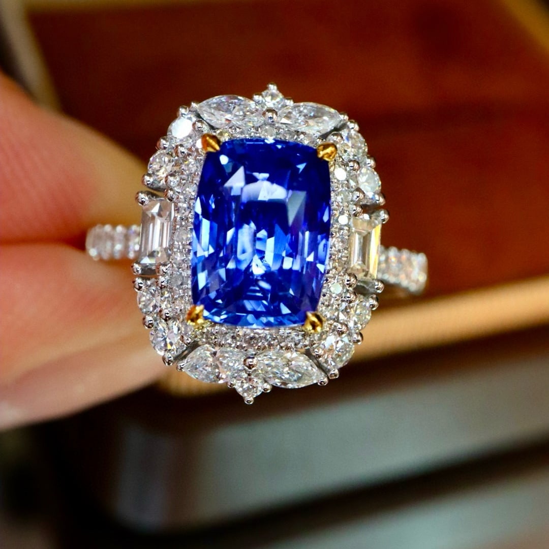 14k Gold 3.30 Ctw Natural Sapphire & Diamond Ring - 3