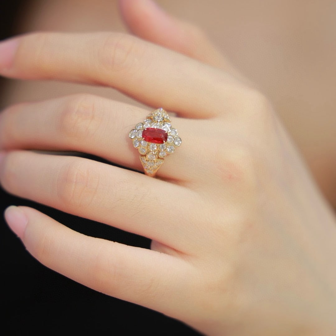 14k Gold 1.67 Ctw Natural Ruby & Diamond Ring - 6